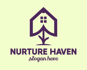 Flower House Outline logo design