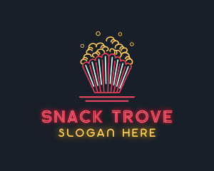 Snack Popcorn Neon Light logo