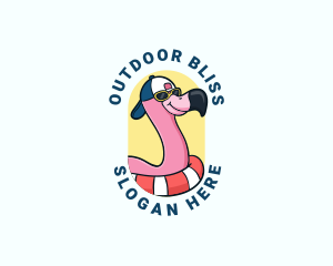 Summer Beach Flamingo logo design