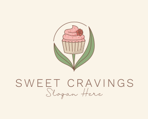 Sweet Cupcake Flower logo design