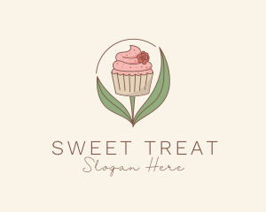 Sweet Cupcake Flower logo design