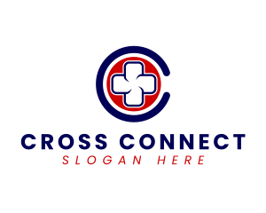 Medical Cross Letter C logo design