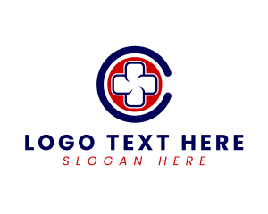 Oncology - Medical Cross Letter C logo design