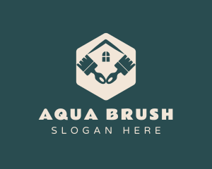 House Paint Brush Renovation logo design