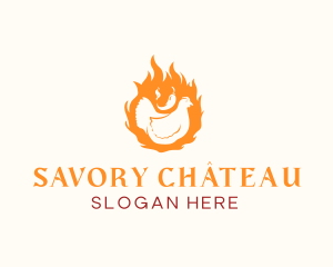 Fire Chili Pepper Chicken logo design