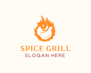 Fire Chili Pepper Chicken logo design