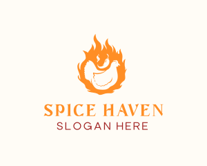 Fire Chili Pepper Chicken logo design