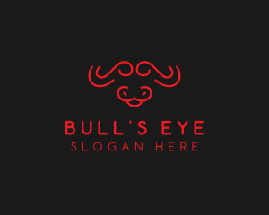 Red Minimalist Bull  logo design