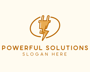 Plug Lightning Bolt logo design