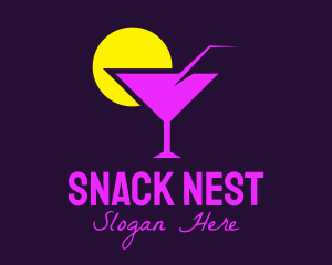 Purple Cocktail Bar logo design