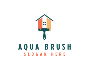 House Paint Drip Brush logo design