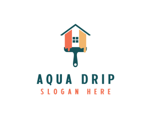 House Paint Drip Brush logo design