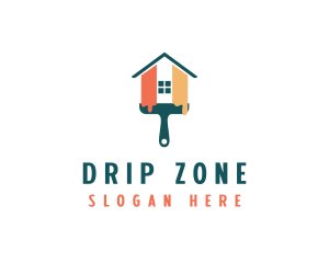 House Paint Drip Brush logo design