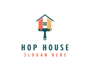 House Paint Drip Brush logo design