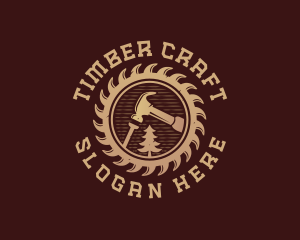 Hammer Saw Carpentry logo design