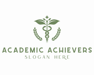 Medical Leaf Caduceus Staff logo