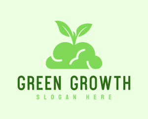 Green Plant Brain logo design