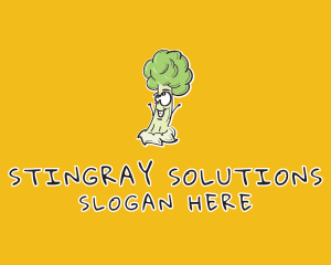 Cartoon Broccoli Veggie Logo