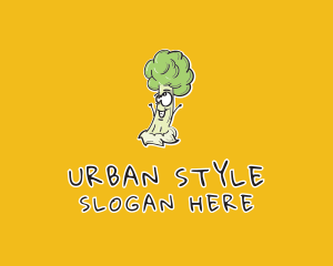 Cartoon Broccoli Veggie logo