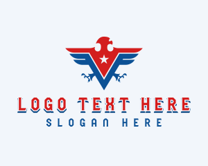 Patriotic American Eagle Letter V Logo