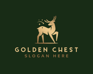 Gold Deer Animal logo design