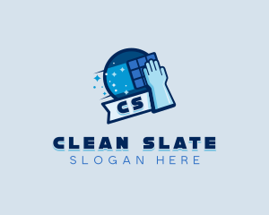 Cleaning Gloves Sanitation logo design