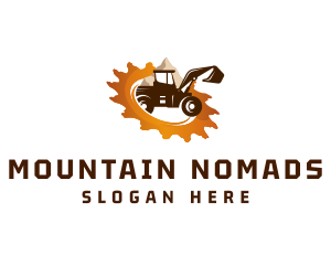 Excavator Mountain Construction Demolition logo design