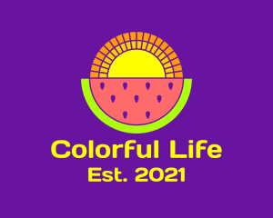 Colorful Watermelon Sun logo design