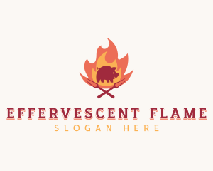 Pork Flame Barbecue logo design