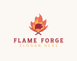 Pork Flame Barbecue logo design