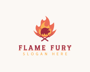 Pork Flame Barbecue logo design