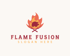 Pork Flame Barbecue logo design