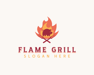 Pork Flame Barbecue logo design