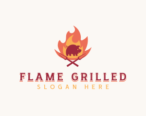 Pork Flame Barbecue logo design