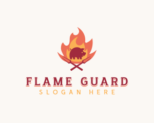 Pork Flame Barbecue logo design