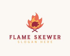 Pork Flame Barbecue logo design