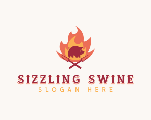 Pork Flame Barbecue logo design