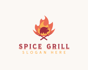 Pork Flame Barbecue logo design