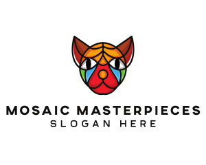 Mosaic Sphynx Cat logo design