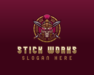 Spartan Skull Sword logo design