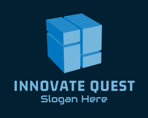 Blue Cyber Cube logo design