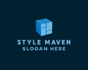 Blue Cyber Cube logo design