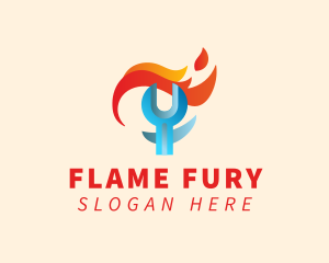 Flame Ice Wrench logo design