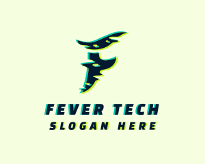 Tech Glitch Letter F logo design