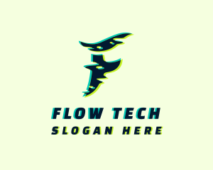 Tech Glitch Letter F logo design