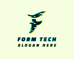 Tech Glitch Letter F logo design