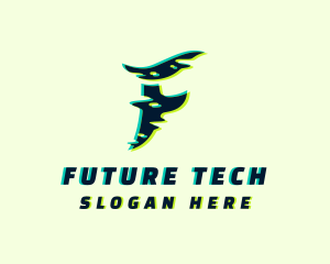 Tech Glitch Letter F logo design