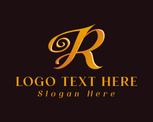 Golden Letter R Luxury Business logo