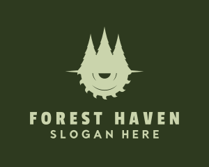 Tree Circular Saw Forest logo design