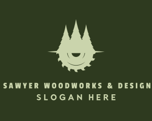 Tree Circular Saw Forest logo design